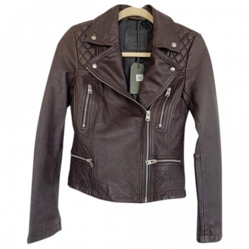 Pre-owned Allsaints Leather Biker Jacket In Brown