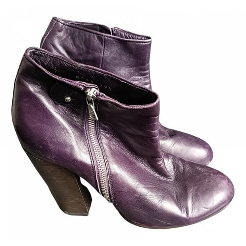 Pre-owned Dries Van Noten Leather Ankle Boots In Purple