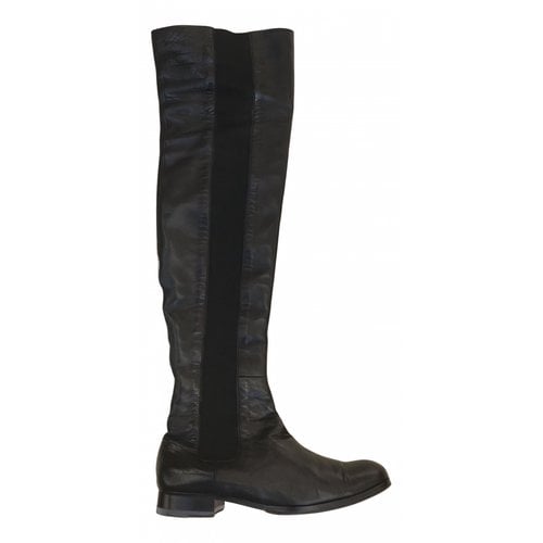 Pre-owned Alexa Wagner Leather Riding Boots In Black