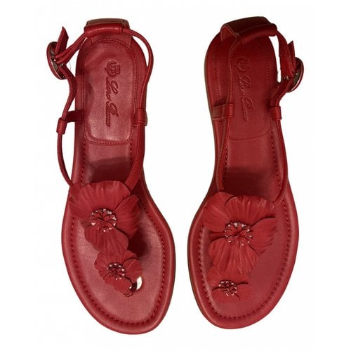 Pre-owned Loro Piana Leather Flip Flops In Red
