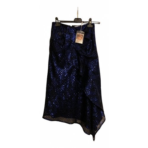 Pre-owned Self-portrait Glitter Mid-length Skirt In Blue