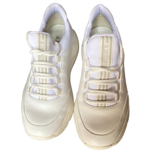 Pre-owned A. Testoni' Leather Trainers In White