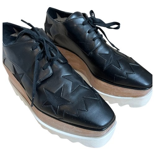 Pre-owned Stella Mccartney Vegan Leather Lace Ups In Black