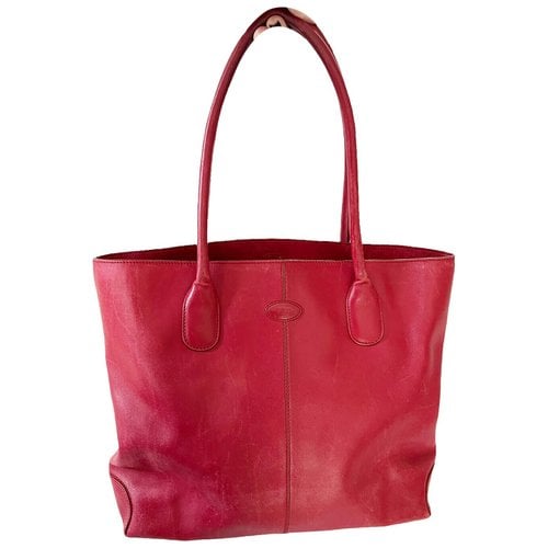 Pre-owned Tod's Leather Tote In Red