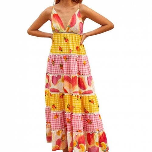 Pre-owned Farm Rio Lace Maxi Dress In Multicolour