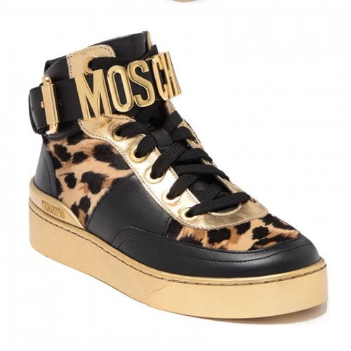 Pre-owned Moschino Pony-style Calfskin Trainers In Multicolour