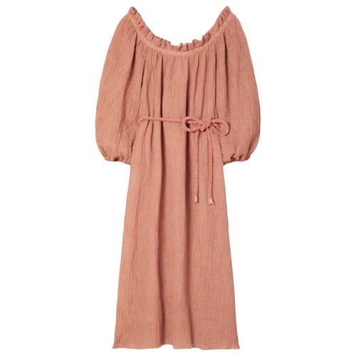 Pre-owned Tory Burch Linen Maxi Dress In Pink