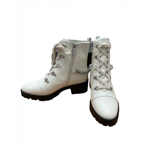 Pre-owned Karl Lagerfeld Leather Ankle Boots In White