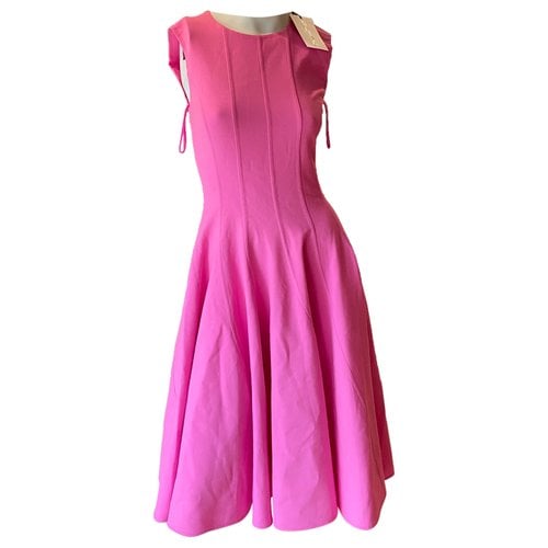 Pre-owned Oscar De La Renta Wool Maxi Dress In Pink