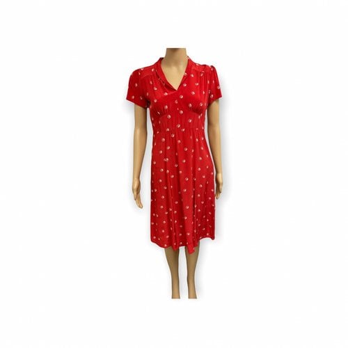 Pre-owned Hvn Silk Mini Dress In Red