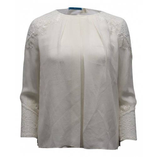 Pre-owned Alice And Olivia Silk Blouse In Ecru