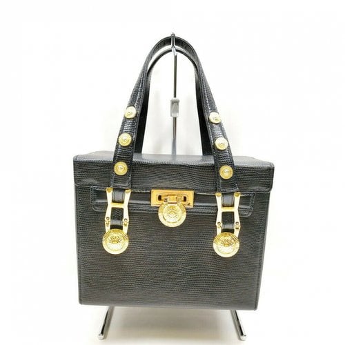 Pre-owned Versace Leather Tote In Black