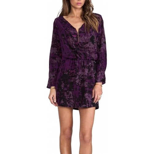 Pre-owned Karina Grimaldi Silk Mini Dress In Purple
