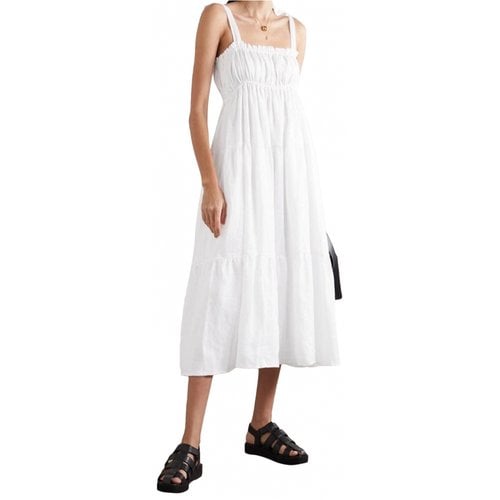 Pre-owned Faithfull The Brand Linen Maxi Dress In White