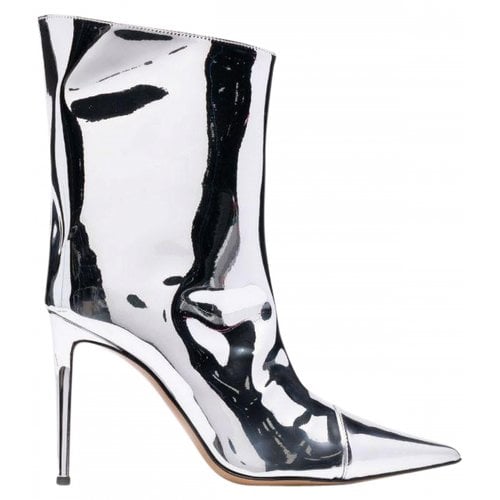 Pre-owned Alexandre Vauthier Leather Ankle Boots In Silver