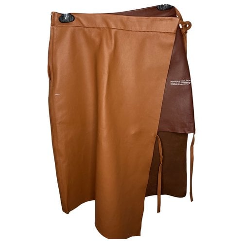 Pre-owned Off-white Leather Mid-length Skirt In Brown