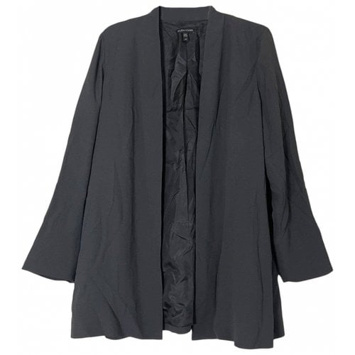 Pre-owned Eileen Fisher Silk Coat In Black