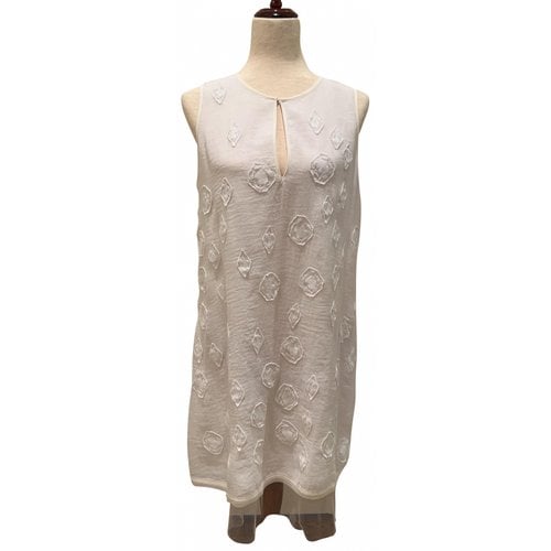 Pre-owned Bcbg Max Azria Lace Mid-length Dress In White