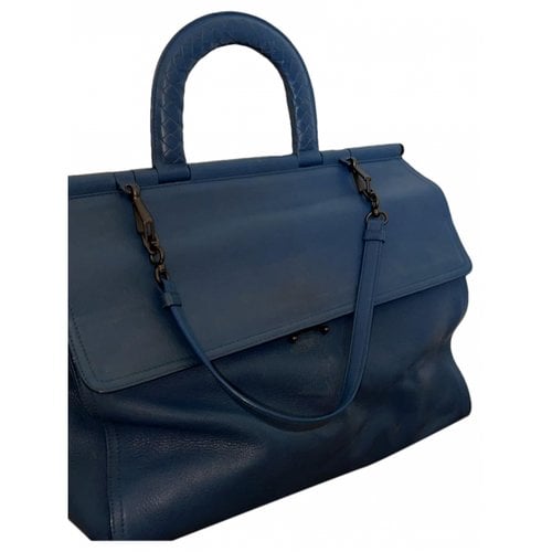 Pre-owned Bottega Veneta Arco Leather Tote In Blue