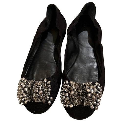 Pre-owned Hoss Intropia Ballet Flats In Black