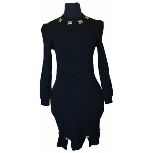 Pre-owned Bill Blass Wool Maxi Dress In Black