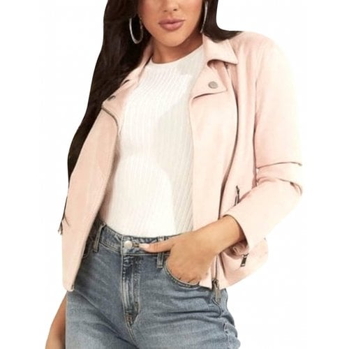 Pre-owned Guess Leather Jacket In Pink