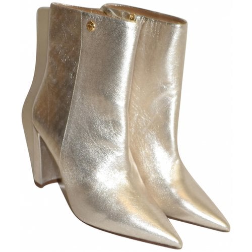 Pre-owned Tory Burch Leather Ankle Boots In Gold