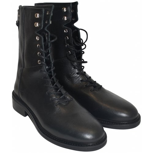 Pre-owned Allsaints Leather Lace Up Boots In Black