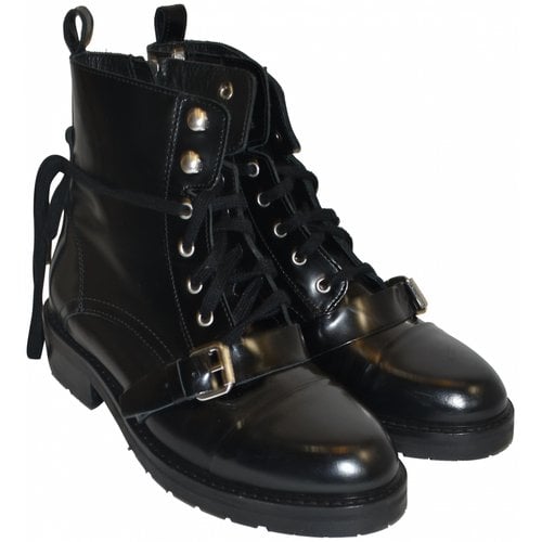 Pre-owned Allsaints Leather Lace Up Boots In Black