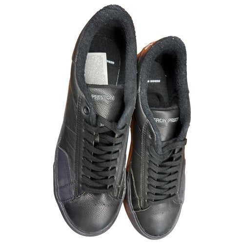 Pre-owned Heron Preston Leather Low Trainers In Black