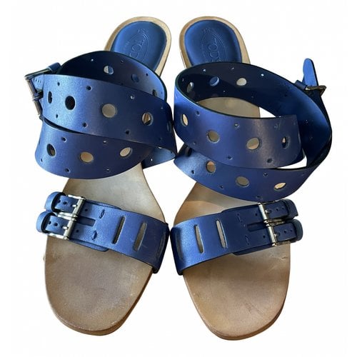 Pre-owned Tod's Leather Sandal In Blue