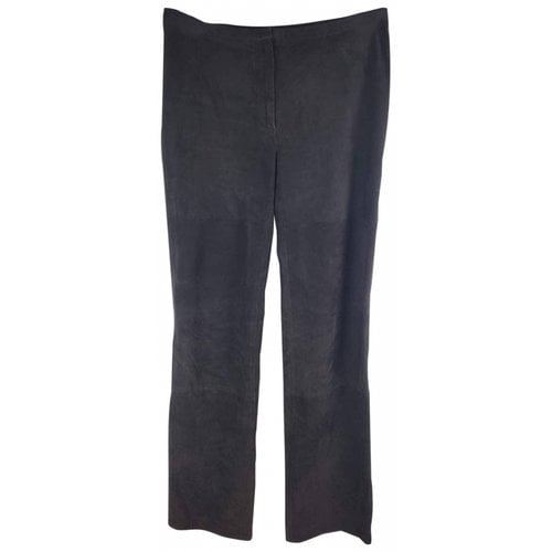 Pre-owned Max Mara Leather Trousers In Brown