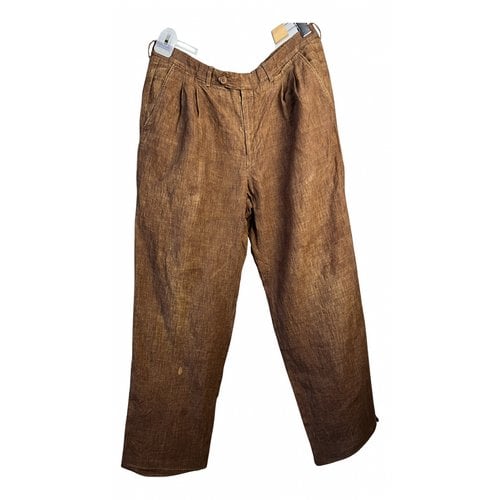 Pre-owned Saint Laurent Linen Trousers In Brown