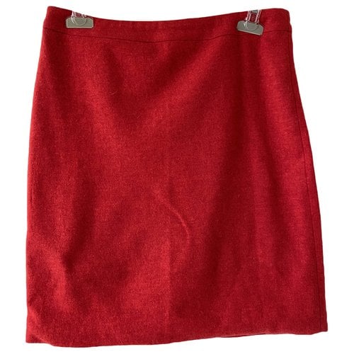 Pre-owned Ganni Wool Skirt In Red