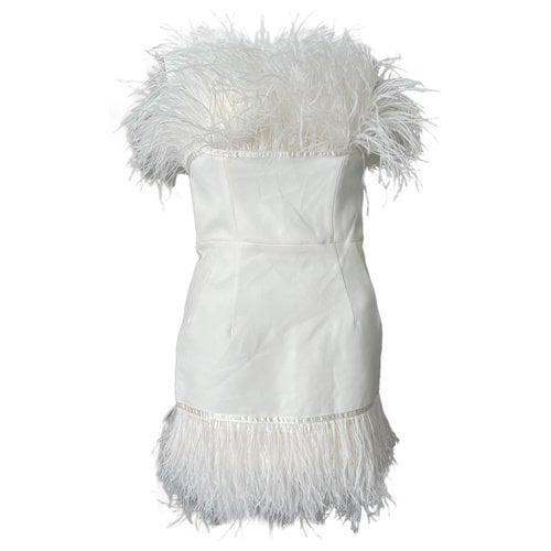 Pre-owned Bronx And Banco Ostrich Mini Dress In White