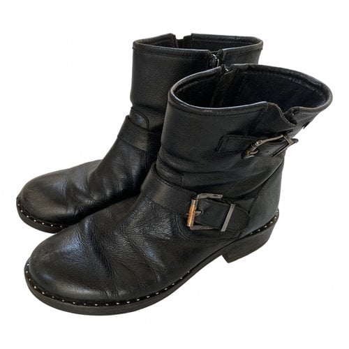 Pre-owned Les Tropeziennes Leather Biker Boots In Black