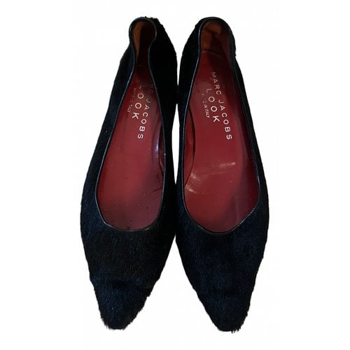 Pre-owned Marc Jacobs Pony-style Calfskin Ballet Flats In Black