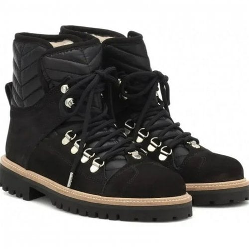 Pre-owned Ganni Leather Lace Up Boots In Black