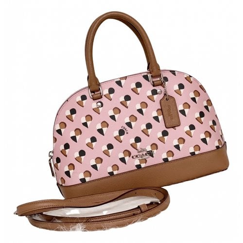 Pre-owned Coach Cartable Mini Sierra Leather Satchel In Pink