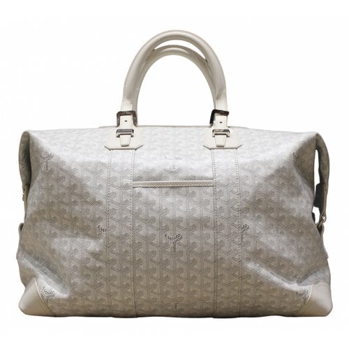 Pre-owned Goyard Boeing Leather Travel Bag In White