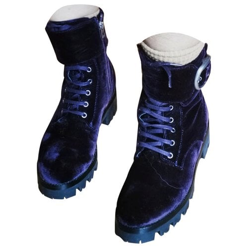 Pre-owned Coach Velvet Ankle Boots In Purple