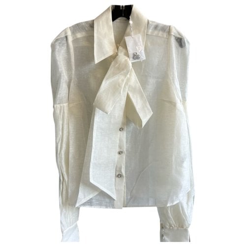 Pre-owned Zimmermann Linen Blouse In White