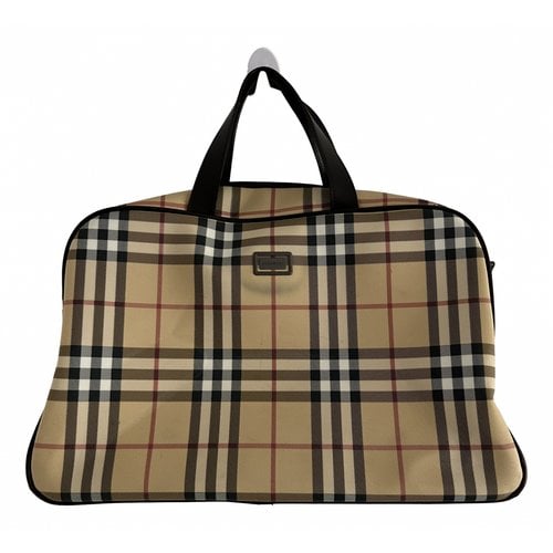 Pre-owned Burberry Cloth Travel Bag In Beige
