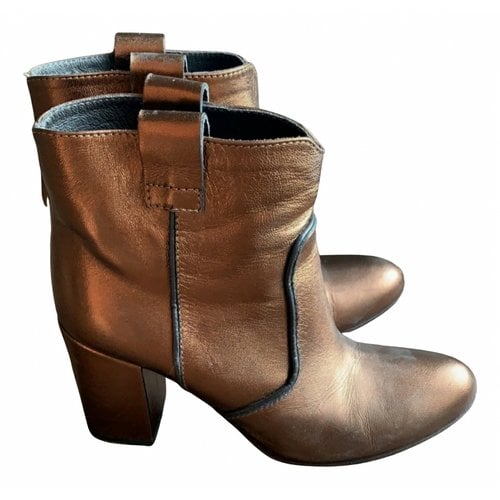 Pre-owned Paris Texas Leather Ankle Boots In Gold