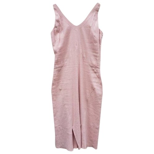 Pre-owned Anna Molinari Linen Mid-length Dress In Pink