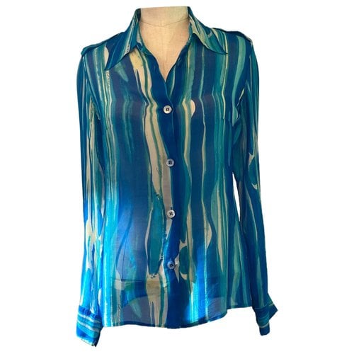 Pre-owned Gucci Silk Shirt In Blue