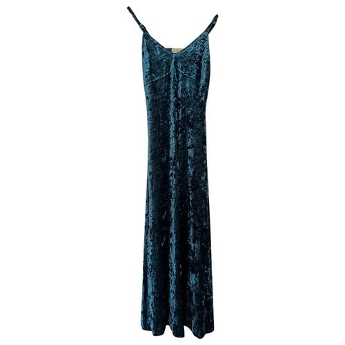 Pre-owned Michael Kors Velvet Maxi Dress In Turquoise