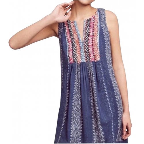 Pre-owned Anthropologie Lace Mini Dress In Blue