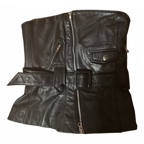Pre-owned Frankie Morello Leather Top In Black