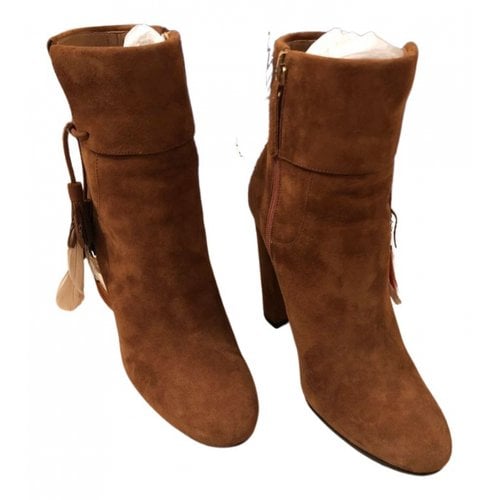 Pre-owned Aquazzura Ankle Boots In Camel